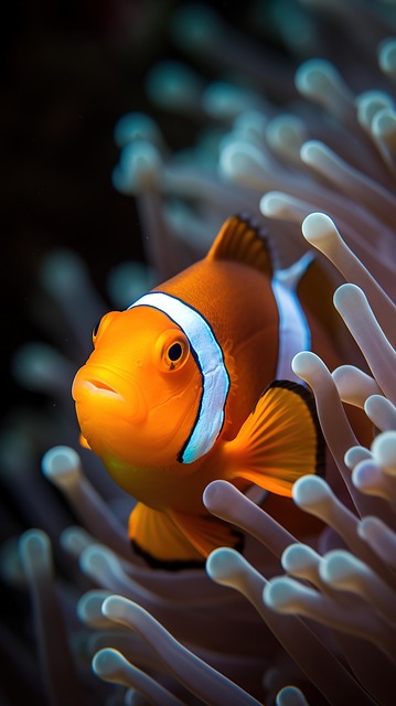 Clownfish among anemones